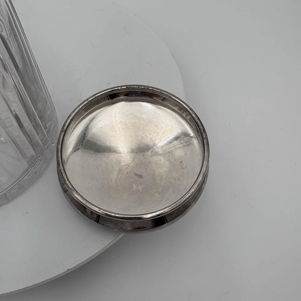 Two Piece Vintage Hoosier Ribbed Glass Canister Set 7